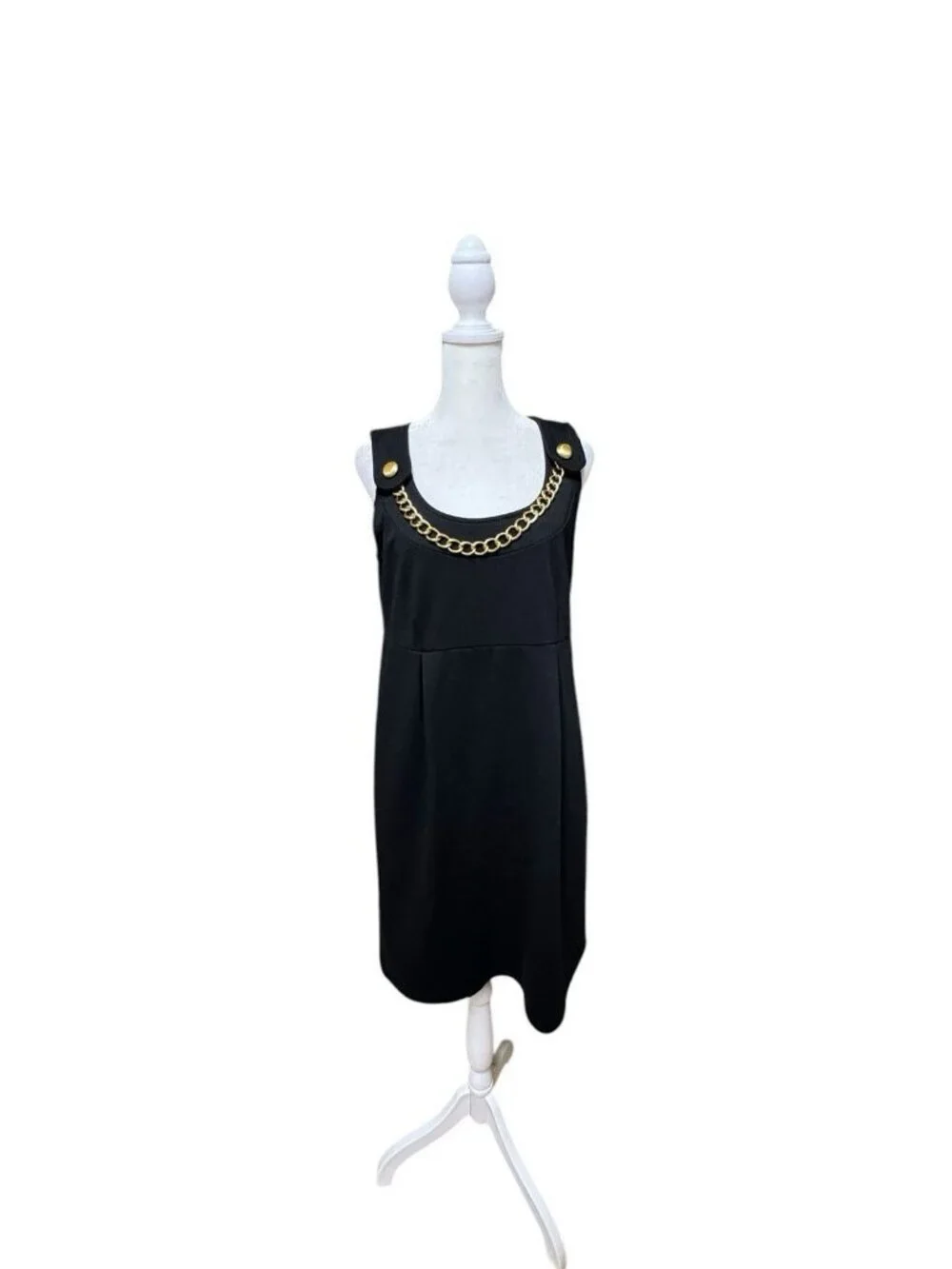 Michael Kors Black Dress Gold Chain Detail Sleeveless Size 6
